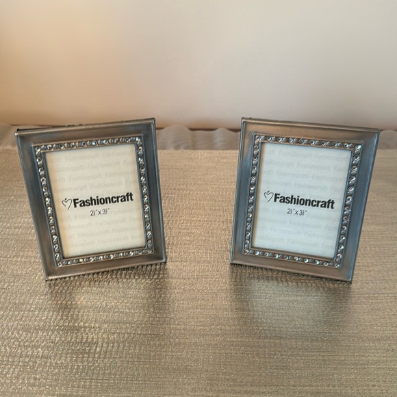Picture Frame Pewter Color decorative Rhinestone Set of 2 - Picture 1 of 5